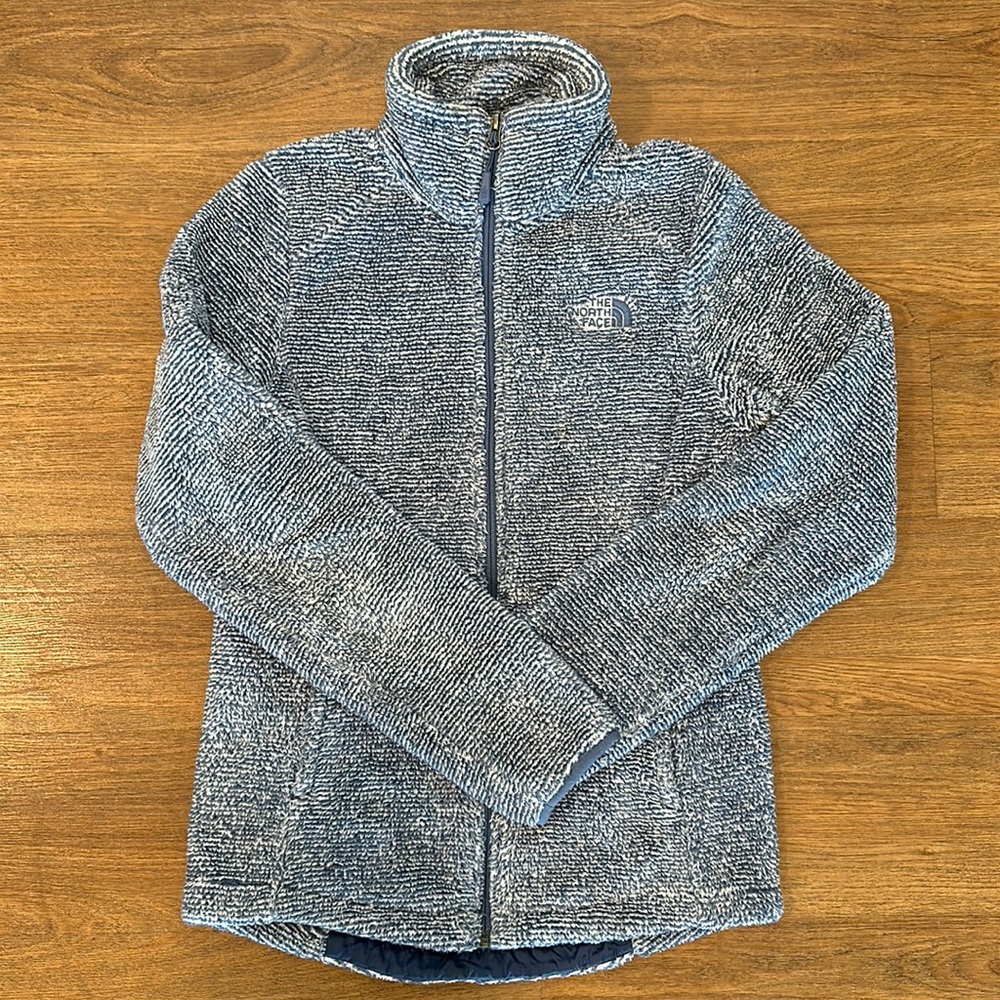 North Face Light Blue Fleece Zip Up Jacket, Size XS